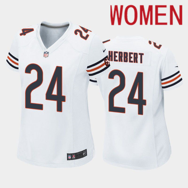 Women Chicago Bears #24 Khalil Herbert Nike White Game NFL Jersey